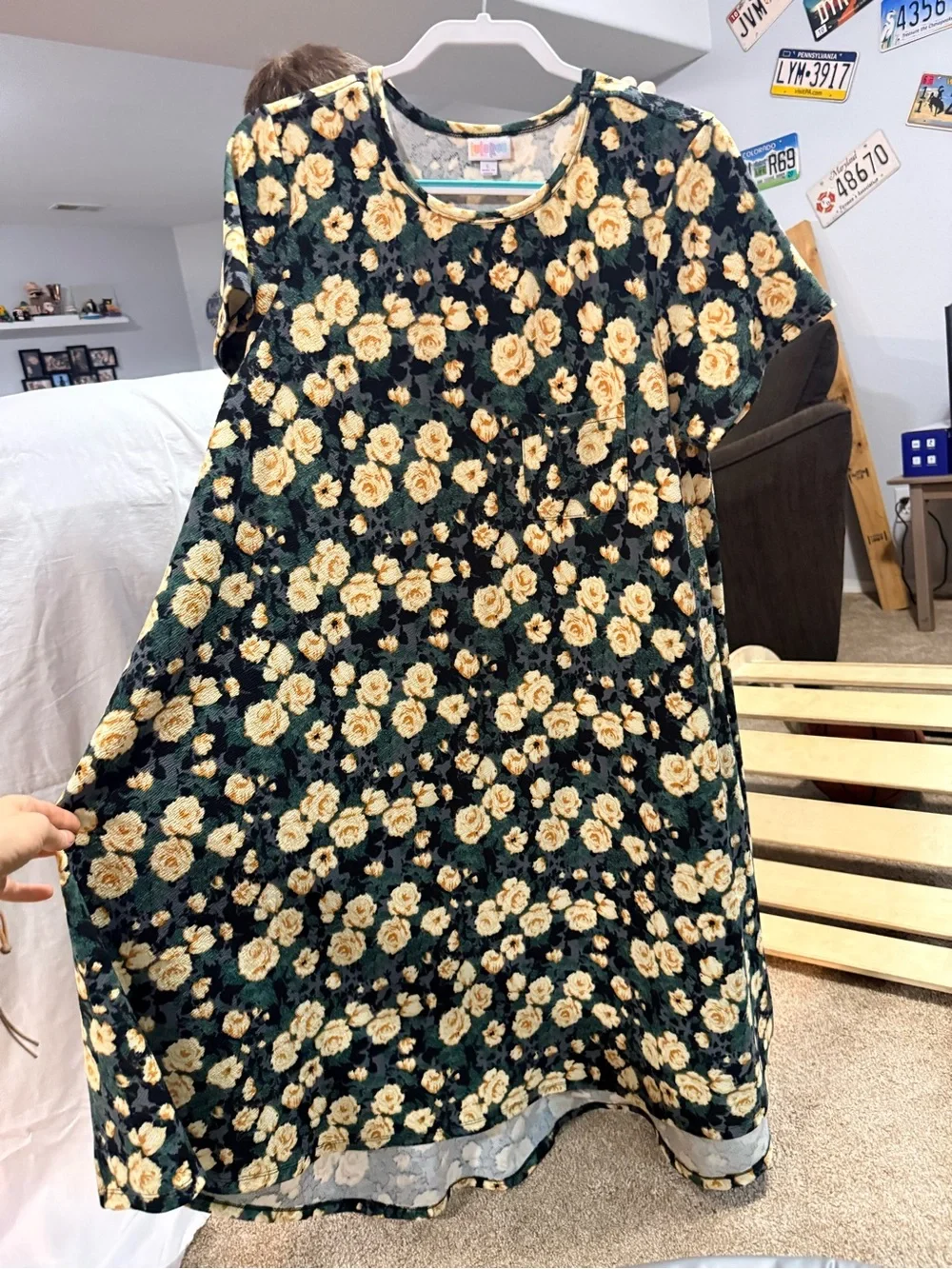 Floral Maxi dress with mustard overcoat -Women's Floral Print